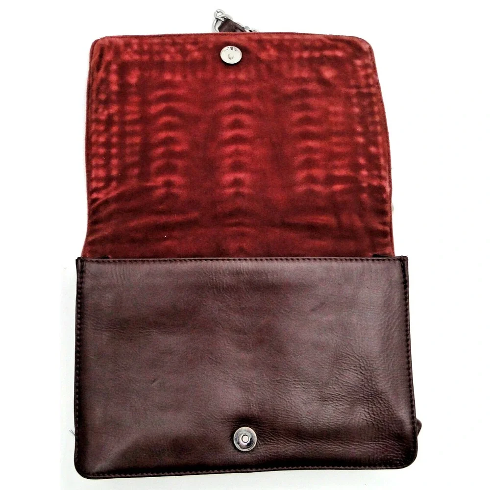 Zara Woman Burgundy Buffalo Leather Shoulder Bag‎ 28cm X 20cm
